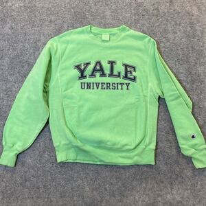 Vintage 90's Yale University Champion Reverse Weave Sweater Size M Lime Green
